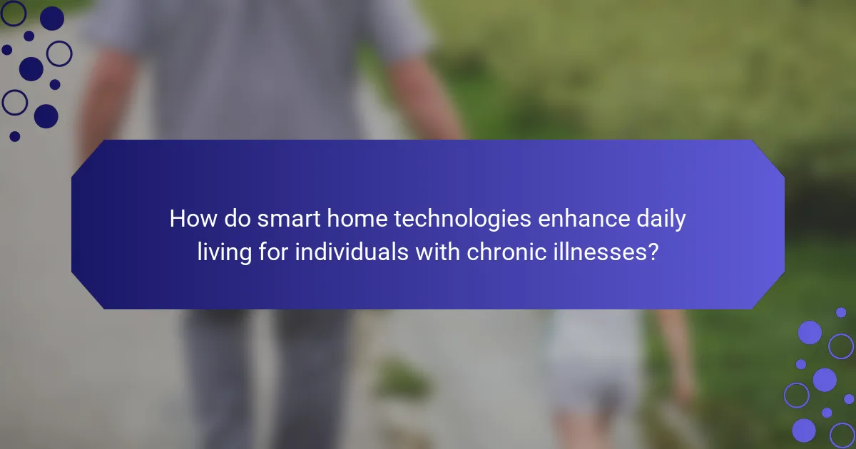 How do smart home technologies enhance daily living for individuals with chronic illnesses?